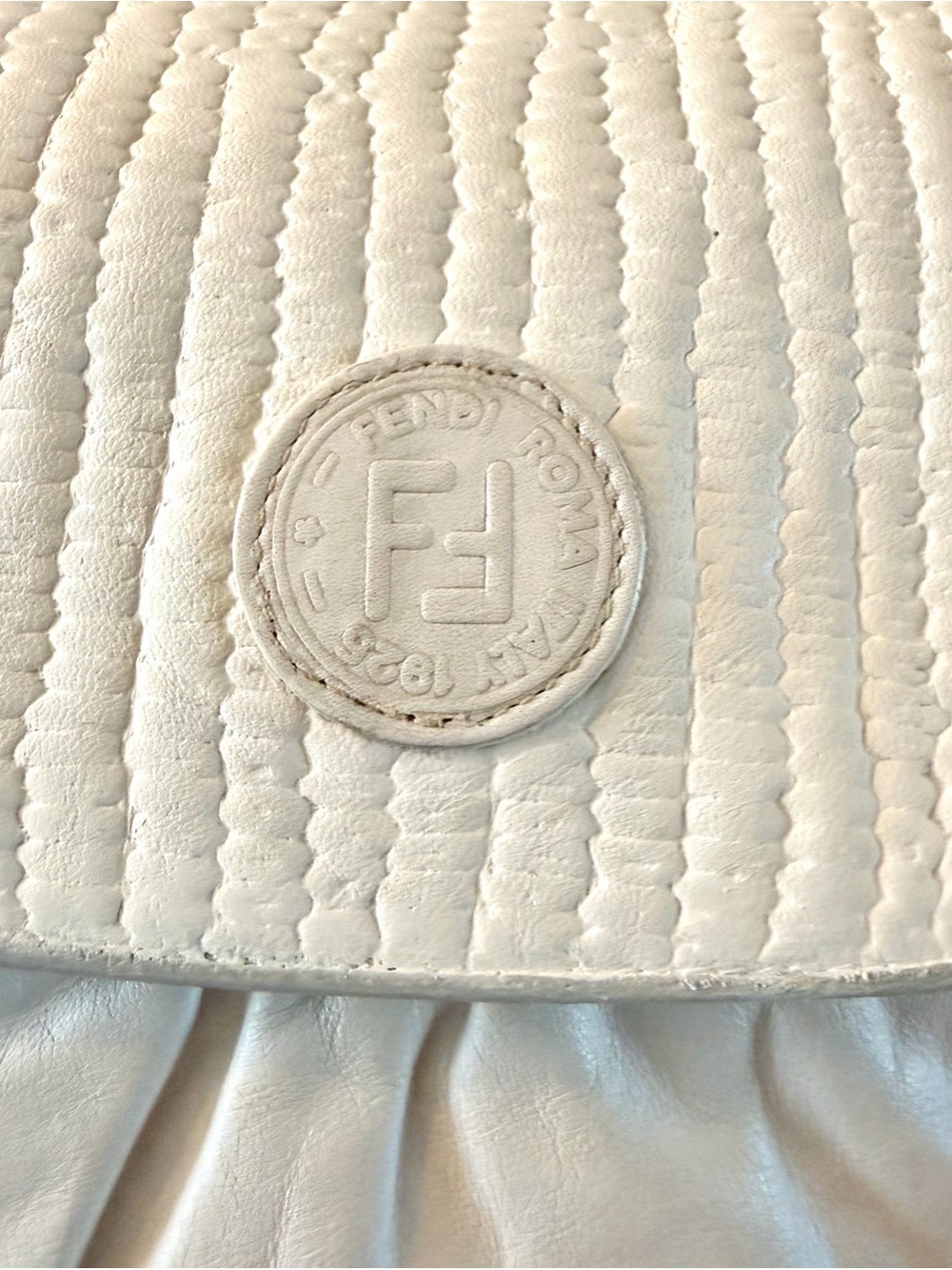 FENDI Chef FF Zucca Leather Ruched Textured Shoulder or Crossbody Bag w Dust-bag - Picture 7 of 16